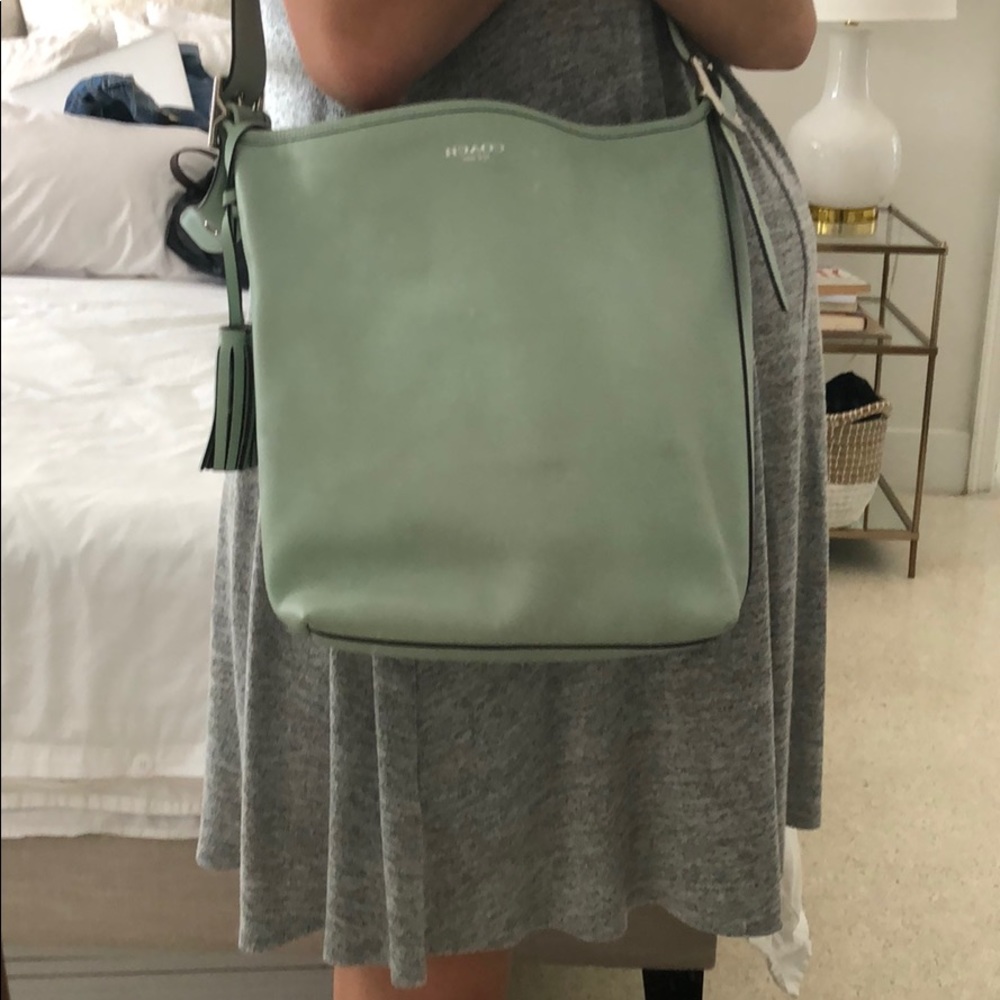 Coach leather crossbody bucket bag